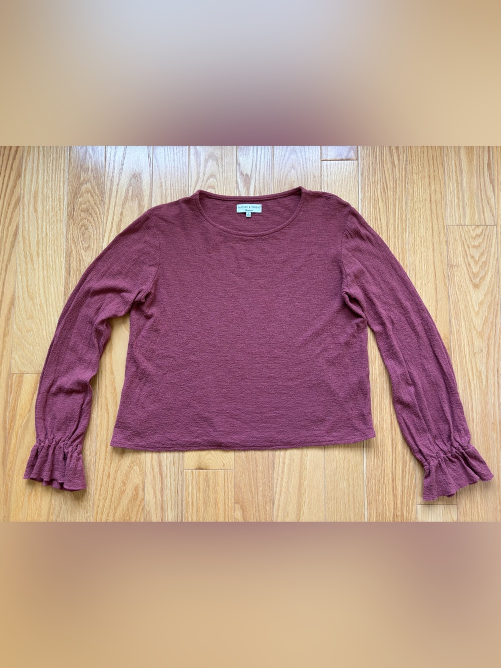 Madewell Mauve Long-Sleeve Ruffle Cuff Tee